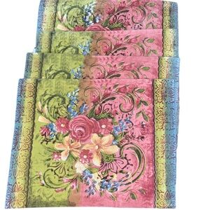 Colorful Floral Cotton Placemats Set of 4 Boho Style 100% Cotton India